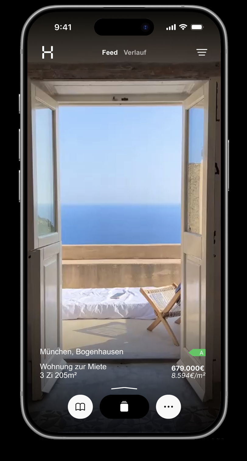 HomeMatch App — Immobilien-Reel im Feed